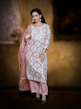 Floral Elegance Ivory Printed Suit with Dupatta